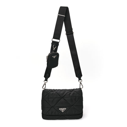 Prada Re-Nylon Quilted Padded Flap Shoulder Bag Black 1 of 12