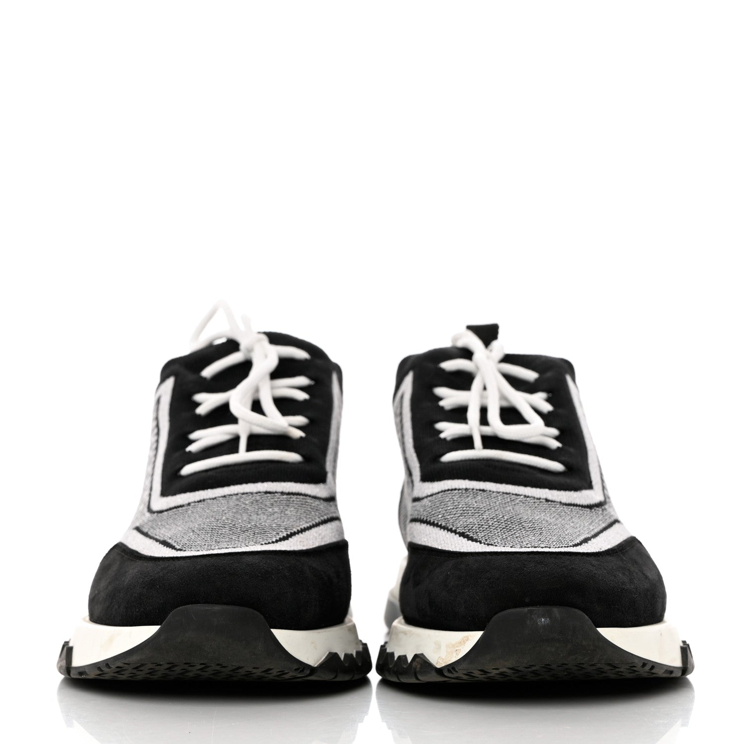 Hermes Knit Bi-Color Womens Addict Sneakers 40 Black White 2 of 11