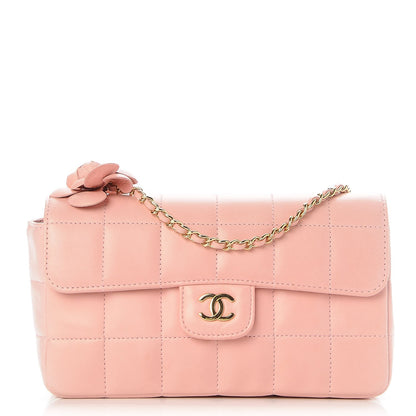 Chanel Lambskin Quilted Mini Chocolate Bar Camellia Flap Pink 1 of 7