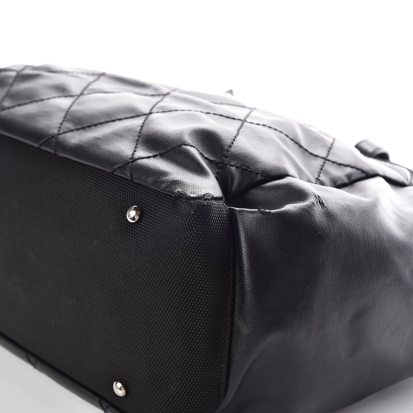 Coated Canvas Quilted Large Paris Biarritz Tote Black