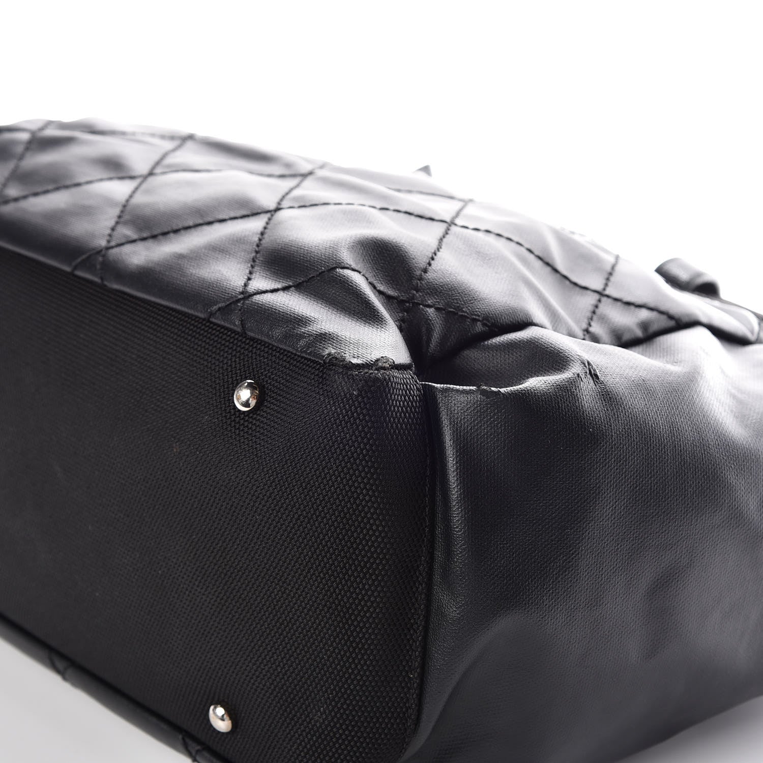 Chanel Coated Canvas Quilted Large Paris Biarritz Tote Black 6 of 22