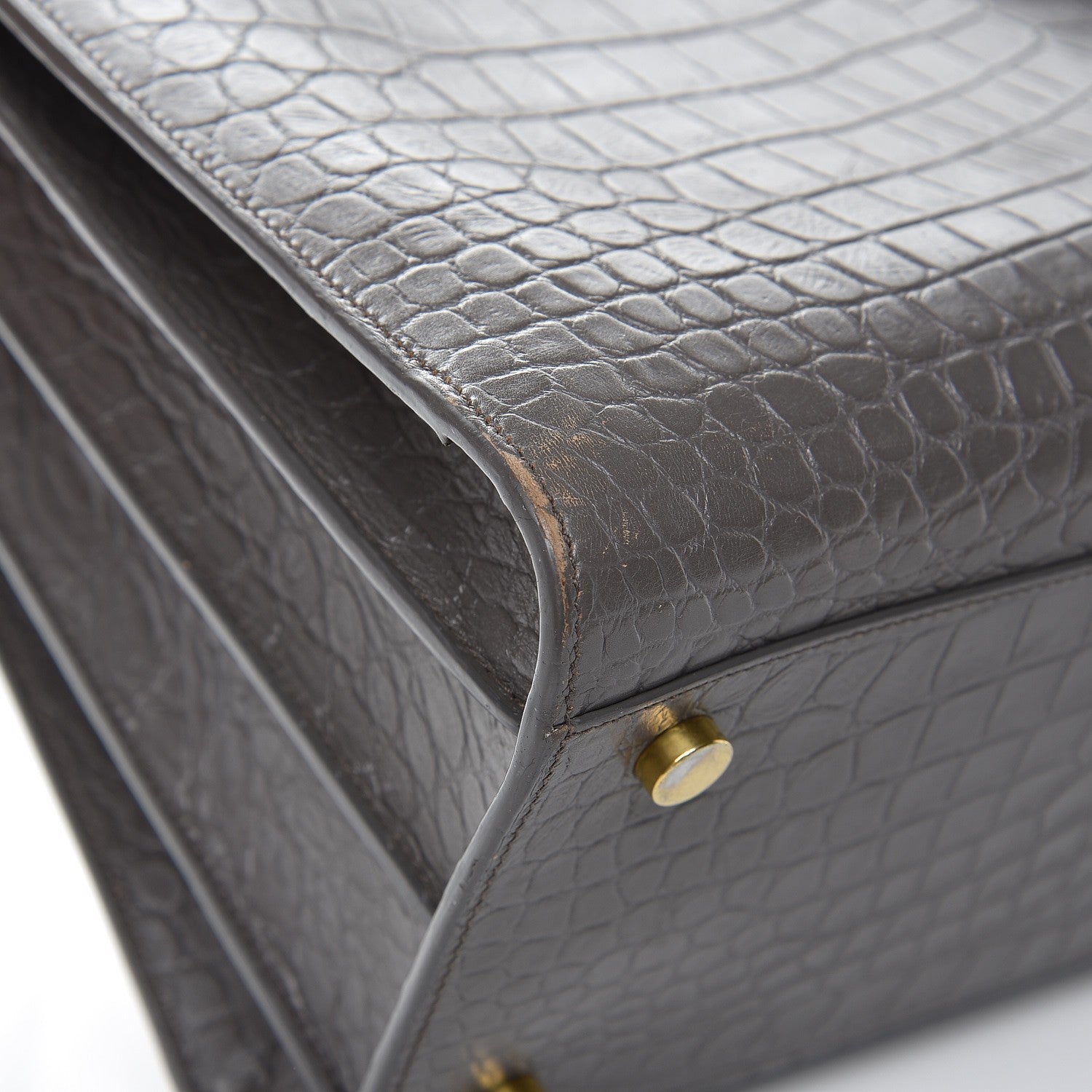 Saint Laurent Calfskin Crocodile Embossed Small Sac De Jour Earth 13 of 15