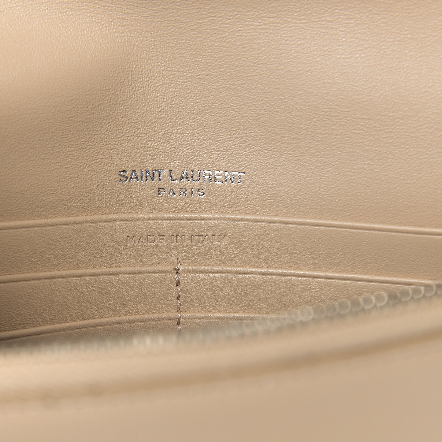 Smooth Calfskin Classic Monogram Kate Tassel Chain Wallet Light Natural