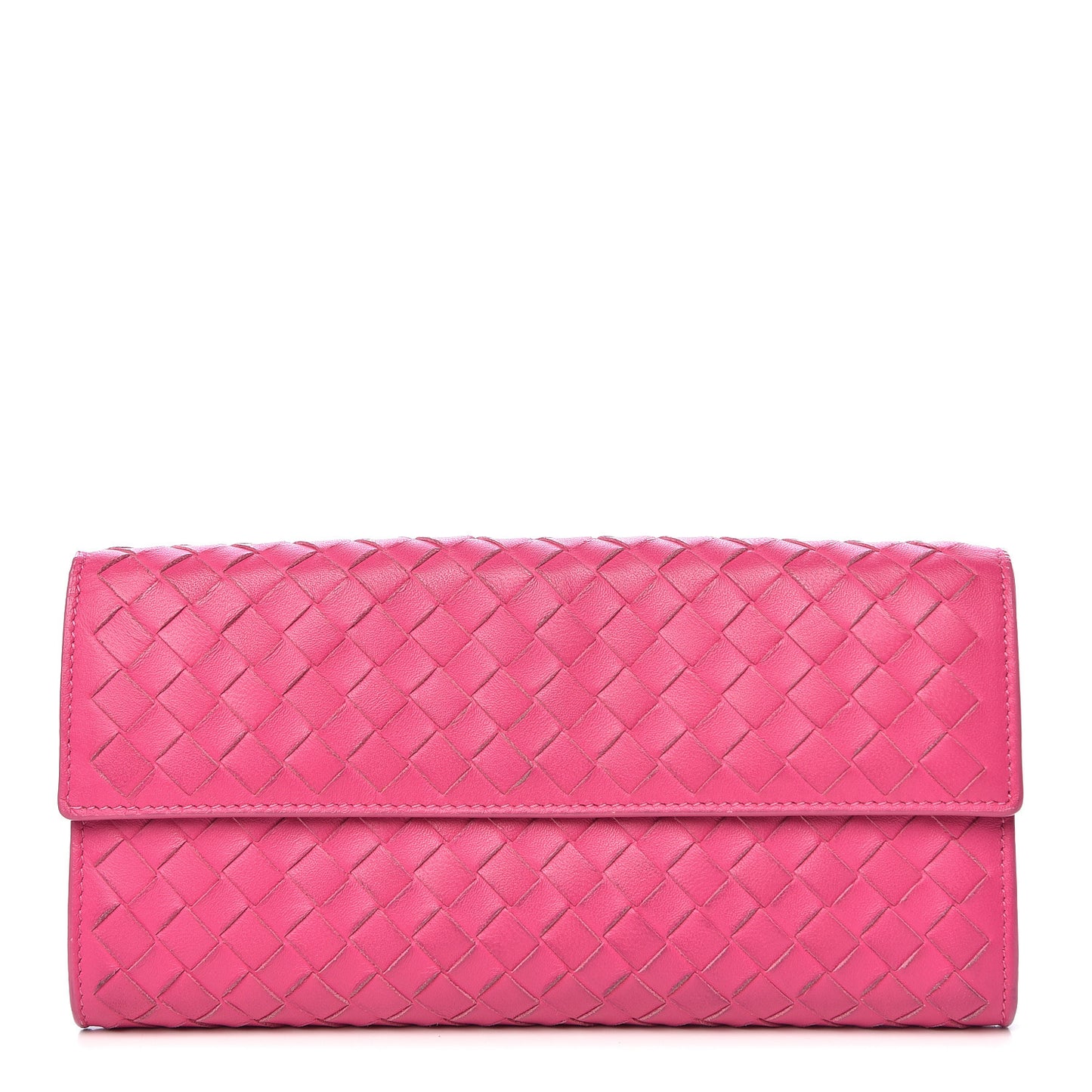 Nappa Intrecciato Continental Flap Wallet Rosa Shock