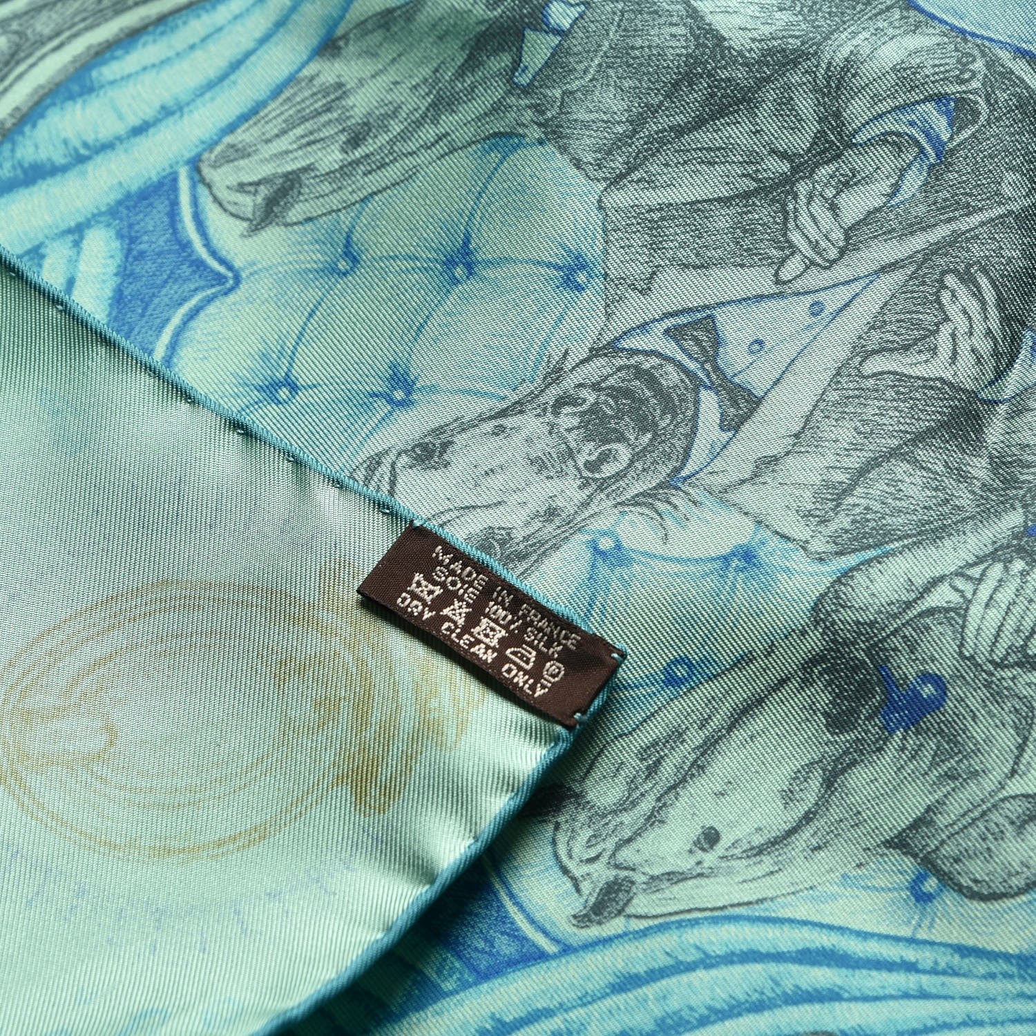 Hermes Silk The Horsawards Scarf 90 Vert Jade Turquoise Anthracite 8 of 8