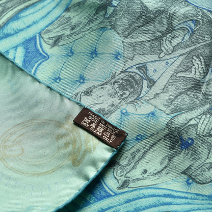 Hermes Silk The Horsawards Scarf 90 Vert Jade Turquoise Anthracite 8 of 8