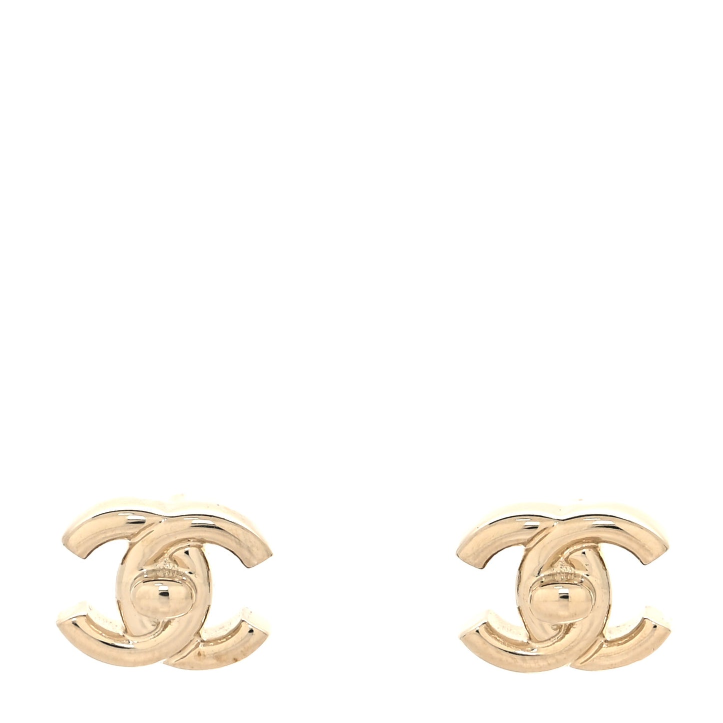 Metal CC Turnlock Earrings Gold