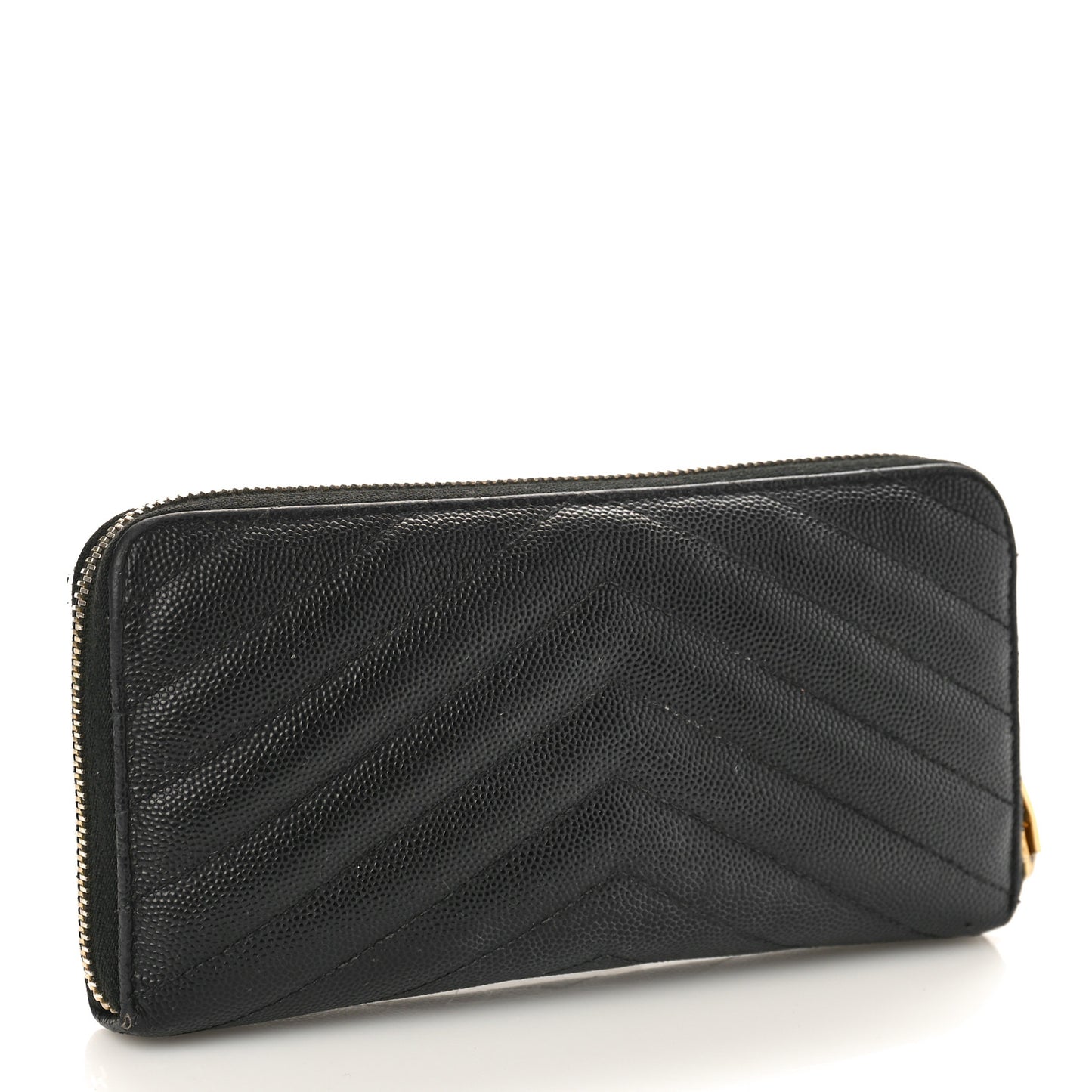 Grain De Poudre Matelasse Chevron Monogram Zip Around Wallet Black