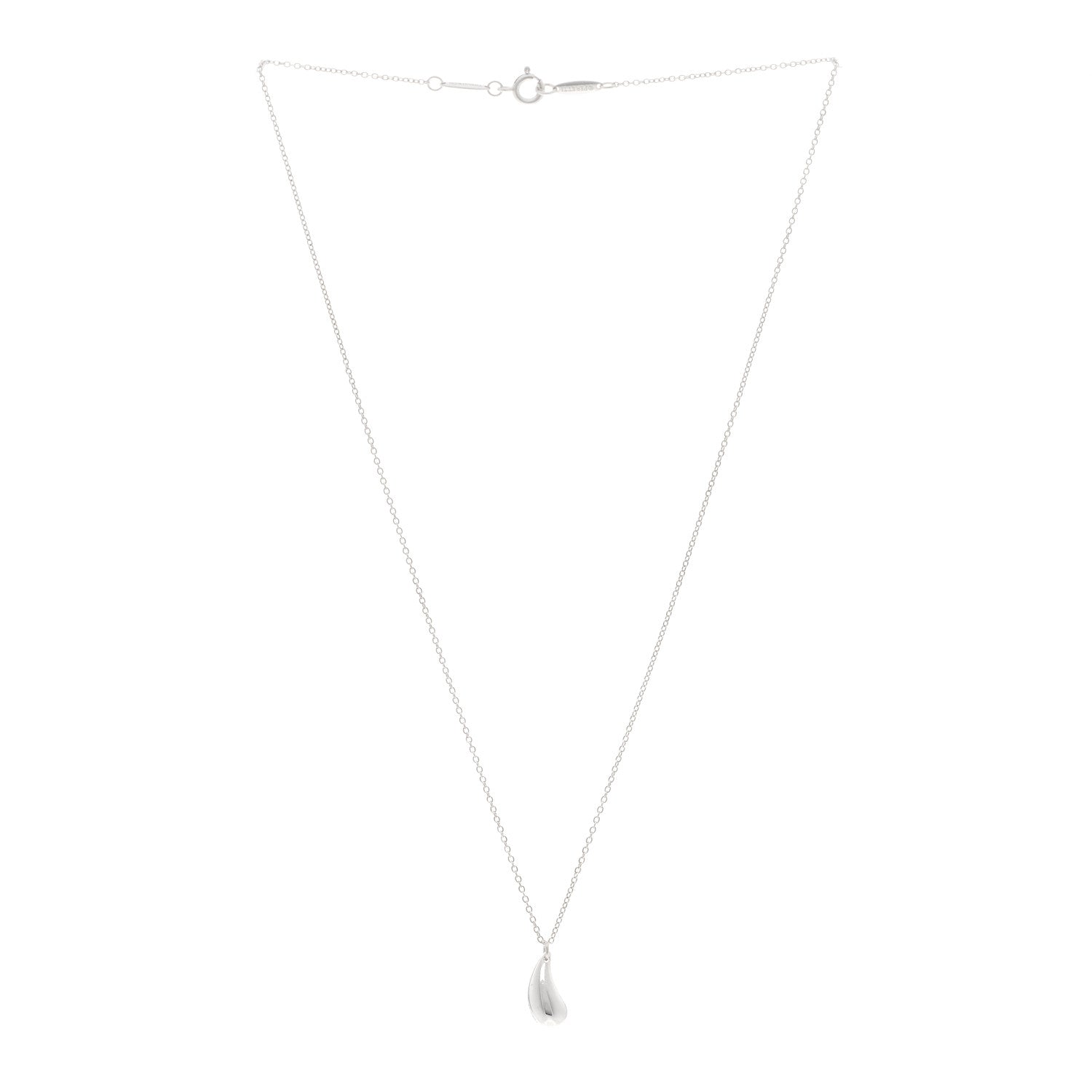 Tiffany Sterling Silver 12mm Elsa Peretti Teardrop Pendant Necklace 3 of 4