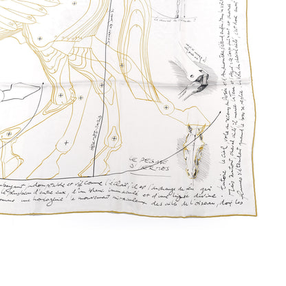 Hermes Silk Le Pegase d'Hermes Cut Wash 140 Scarf Black White Or 3 of 6