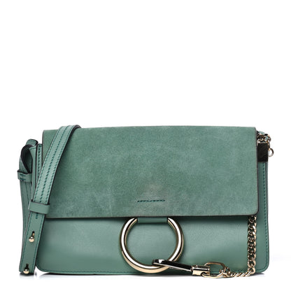 Chloe Suede Calfskin Small Faye Shoulder Bag Happy Green 1 of 4