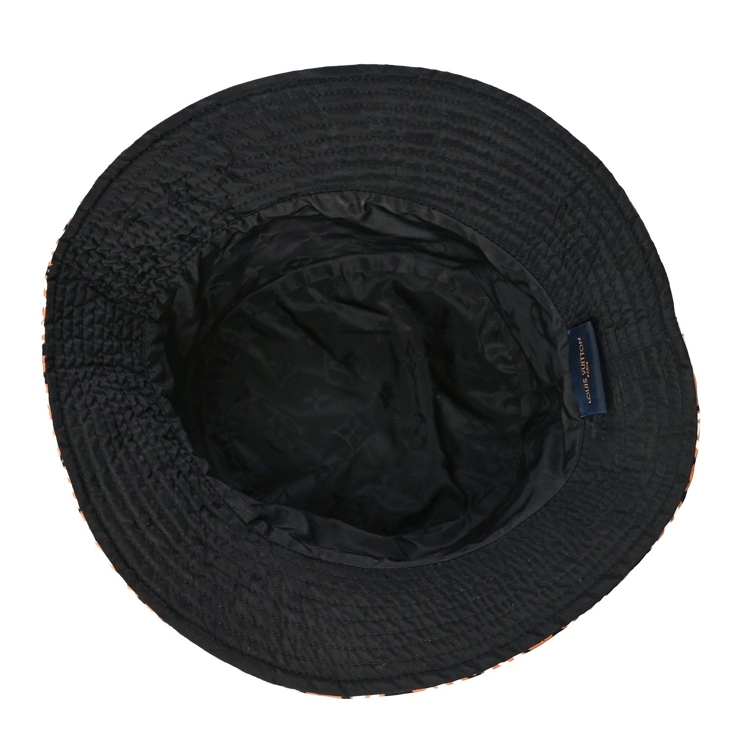 Louis Vuitton Nylon Canvas Monogram Giant Crafty Reversible Bucket Hat Black Creme Caramel 4 of 6