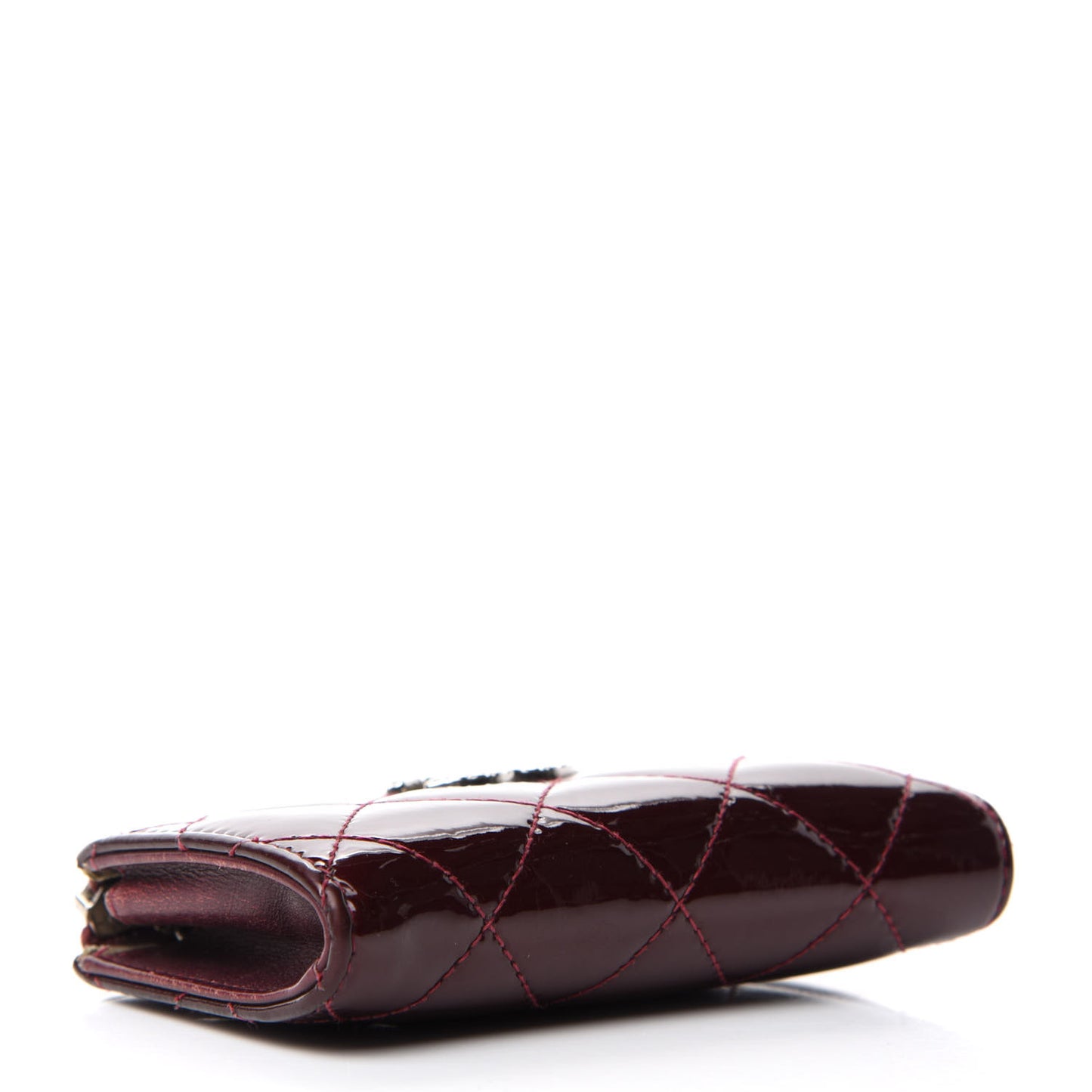 Patent Quilted Brilliant Key Holder Case Light Burgundy
