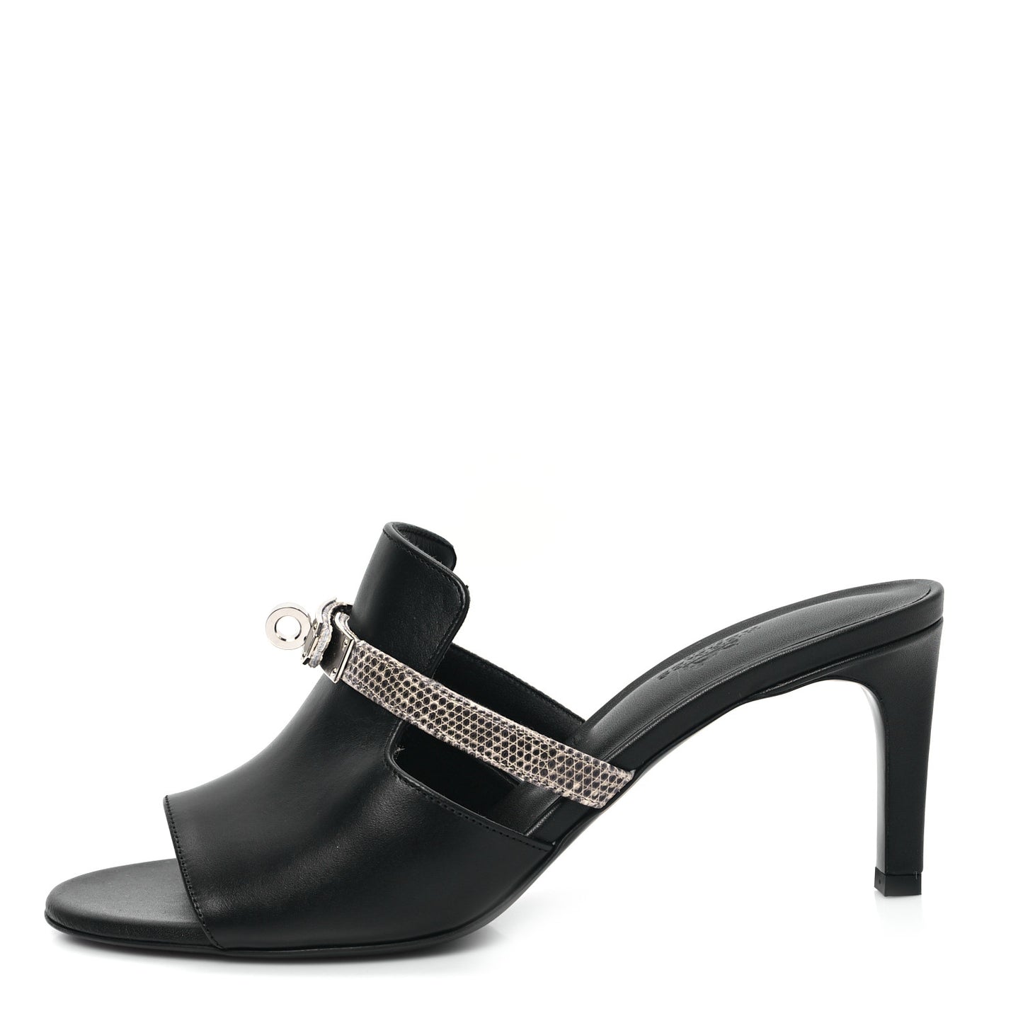 Lambskin Lizard Cute Sandals 39 Black Ombre