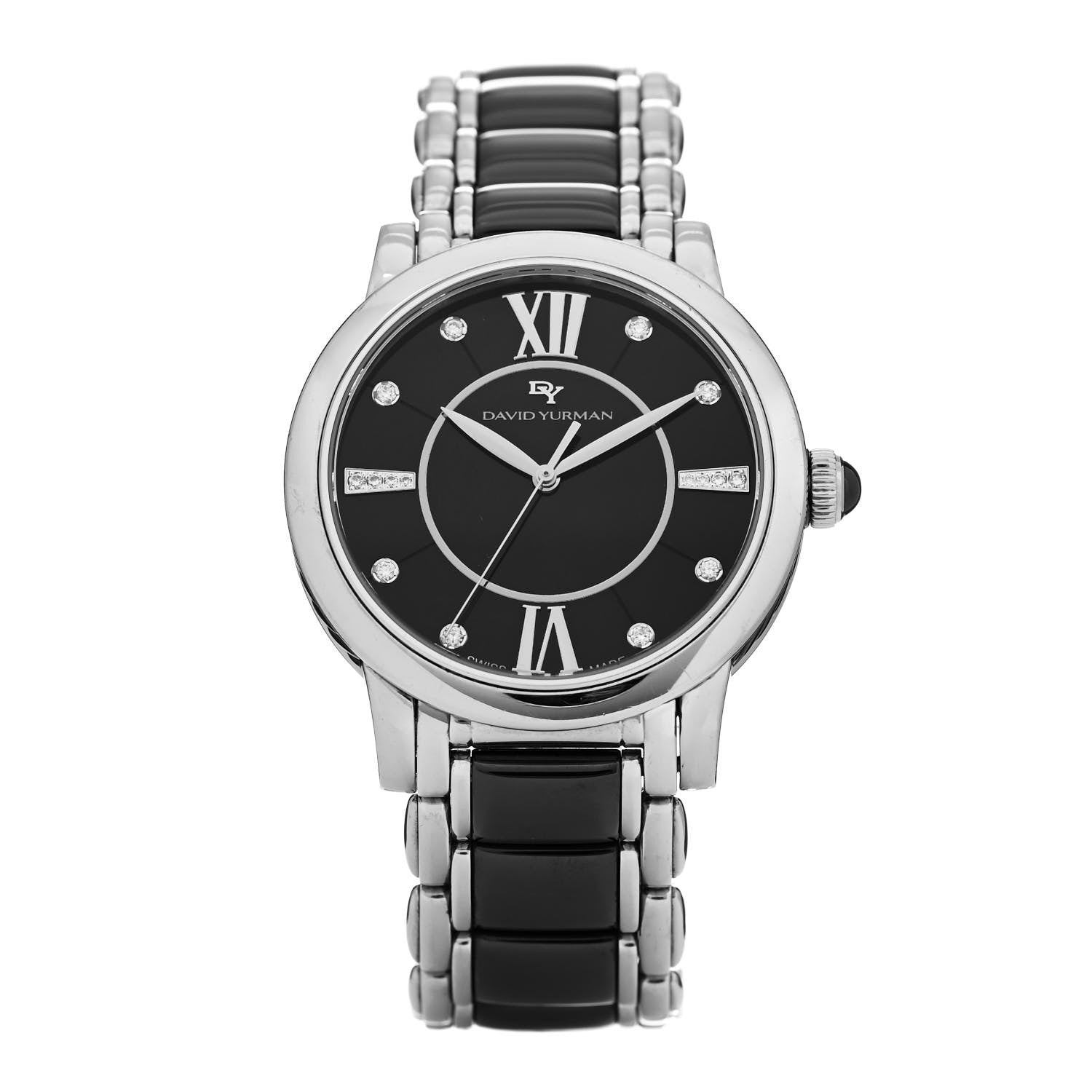 David Yurman Stainless Steel Ceramic Diamond 38mm Classic Quartz Watch Black 1 of 4