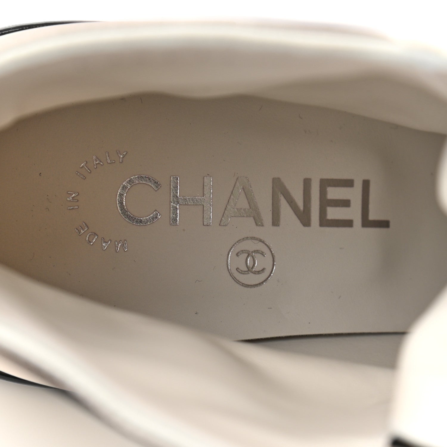 Chanel Pearly Calfskin Patent Calfskin Quilted Lace Up Boots 38 White Light Gray Black 7 of 8