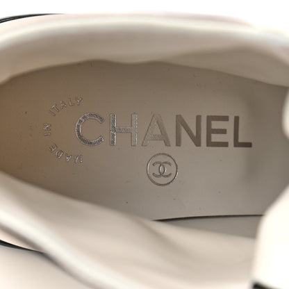 Chanel Pearly Calfskin Patent Calfskin Quilted Lace Up Boots 38 White Light Gray Black 7 of 8