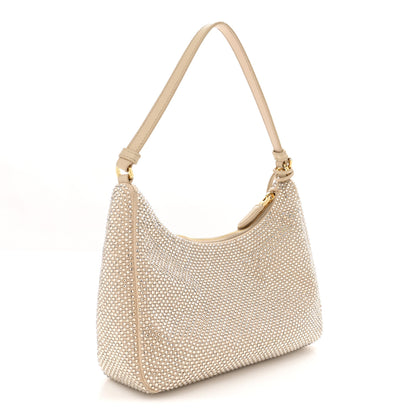Prada Satin Crystal Mini Re-Edition 2000 Bag Sabbia 3 of 11