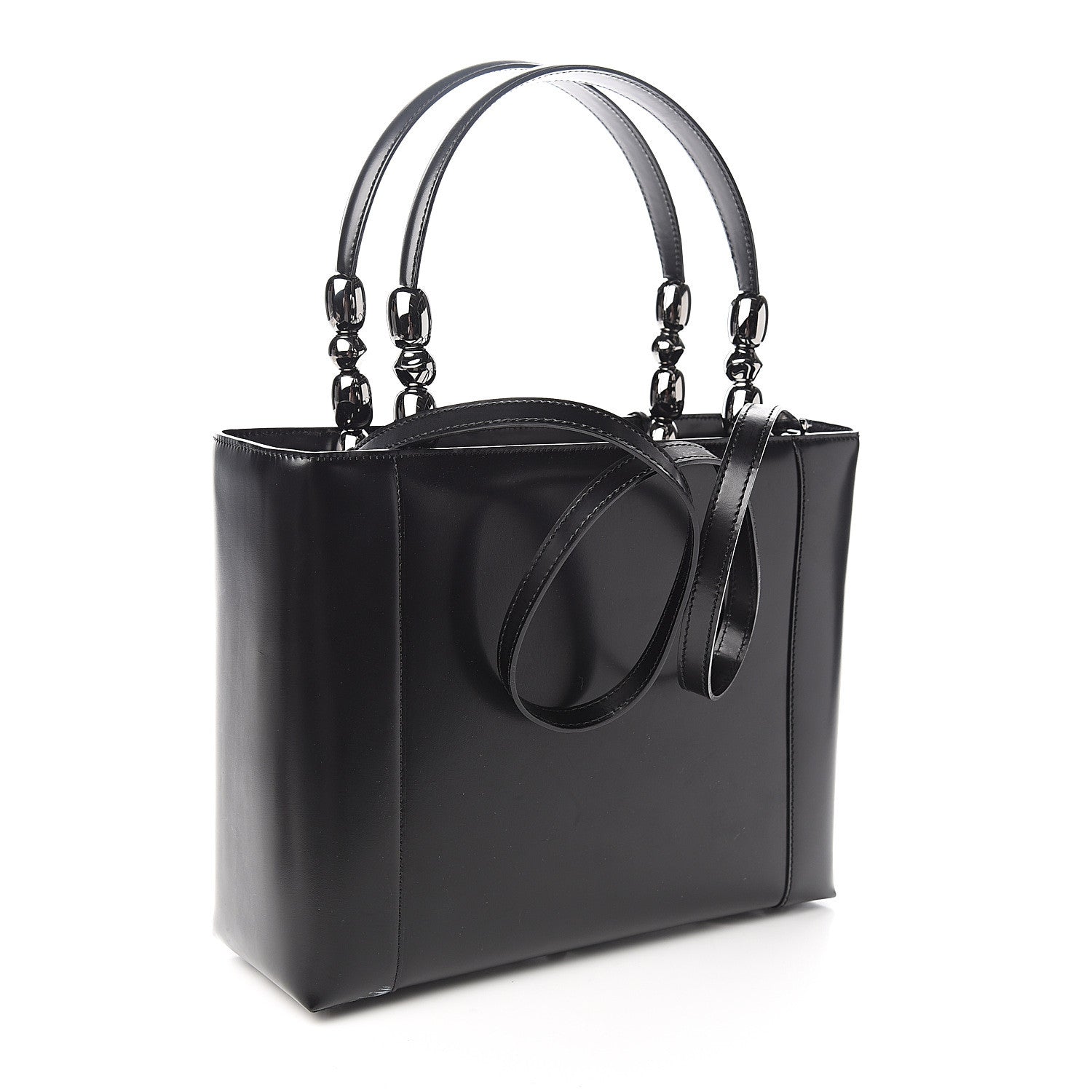 Christian Dior Calfskin Maris Pearl Beaded Top Handle Bag Black 2 of 11
