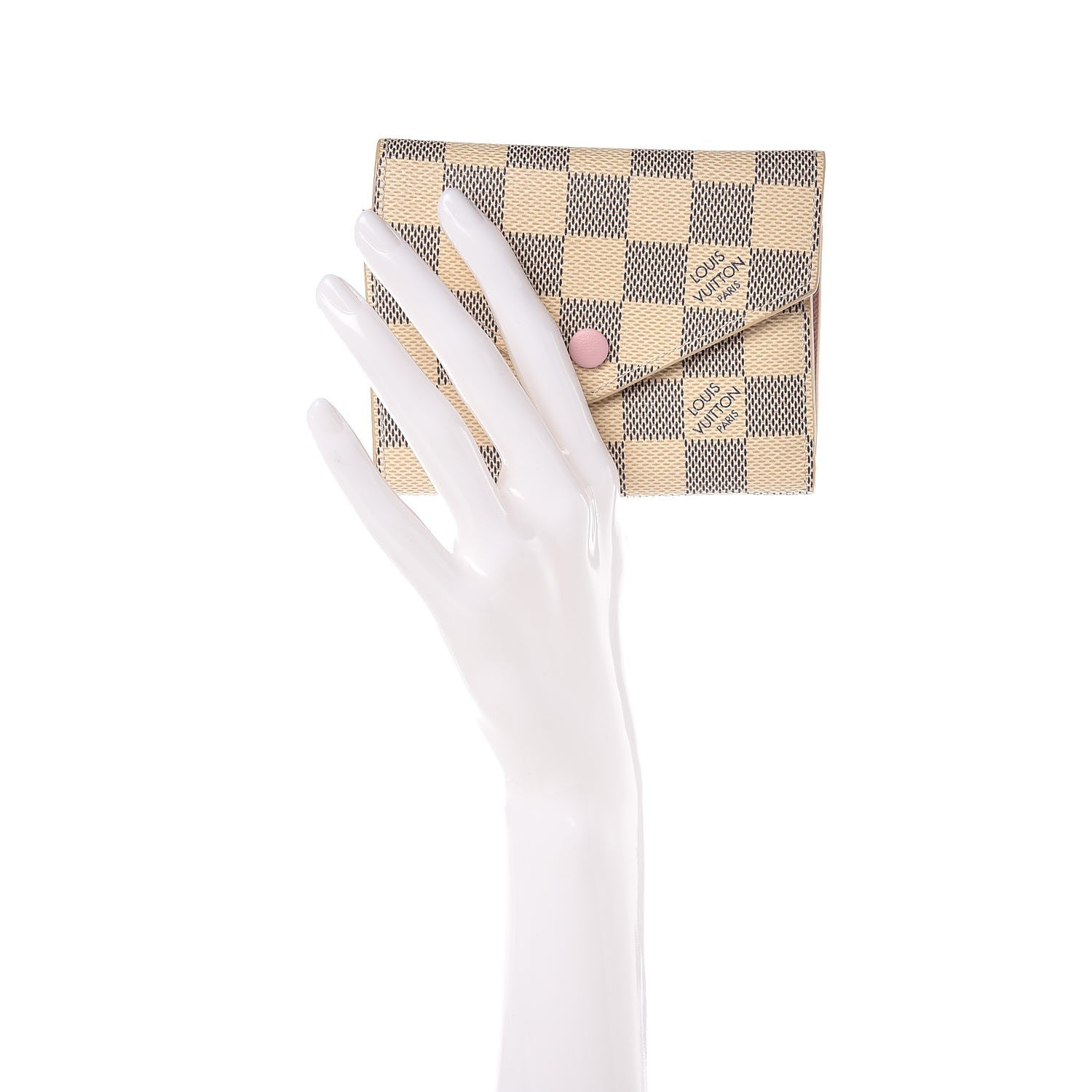Louis Vuitton Damier Azur Victorine Wallet Rose Ballerine 2 of 7