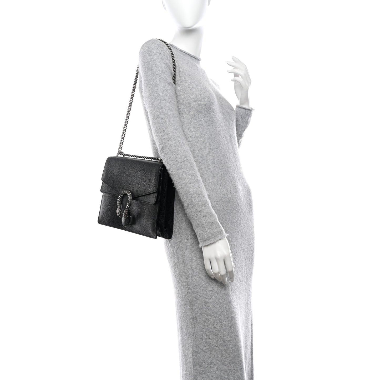 Dollar Calfskin Crystal Medium Dionysus Shoulder Bag Black Black Diamond Black