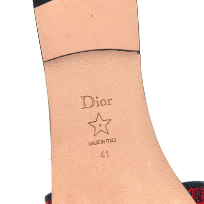 Christian Dior Canvas Pop Heart I Love Paris Embroidered Dway Flat Slide Sandals 41 Deep Blue Red 6 of 7