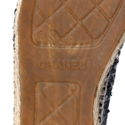 Chanel Metallic Tweed Lambskin CC Espadrilles 42 Blue Black Silver 7 of 11