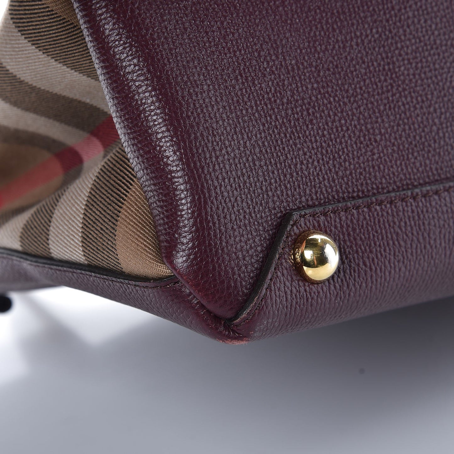 Grainy Calfskin House Check Medium Banner Tote Mahogany Red