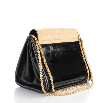 Chanel Patent Lambskin Chocolate Bar Accordion Flap Black Beige 3 of 6