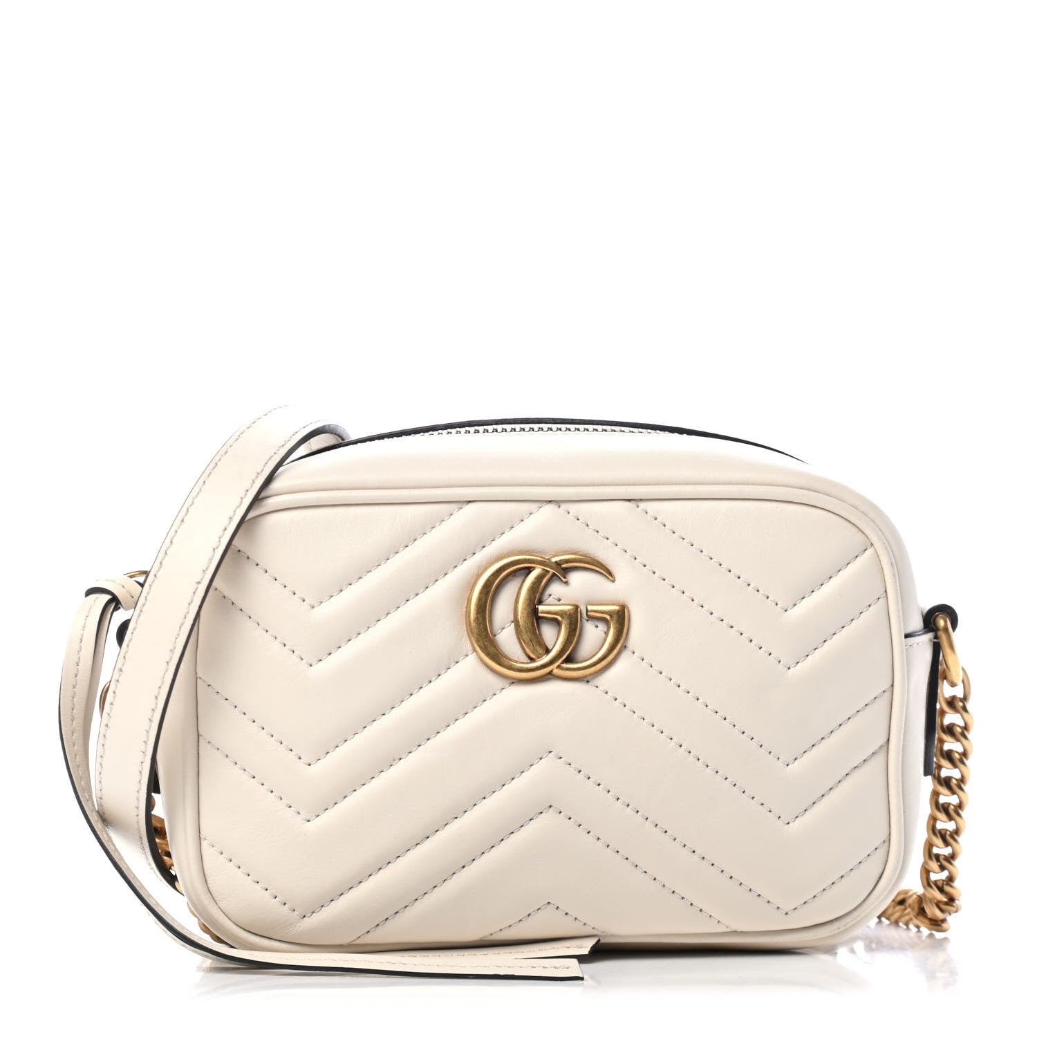 Gucci Calfskin Matelasse Mini GG Marmont Chain Shoulder Bag White 1 of 4