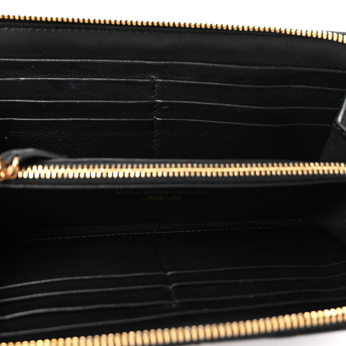 Nappa Quilted Medusa Zip Around Wallet Black