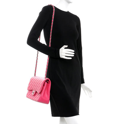 Chanel Lambskin Quilted Jumbo Double Flap Dark Pink 2 of 14