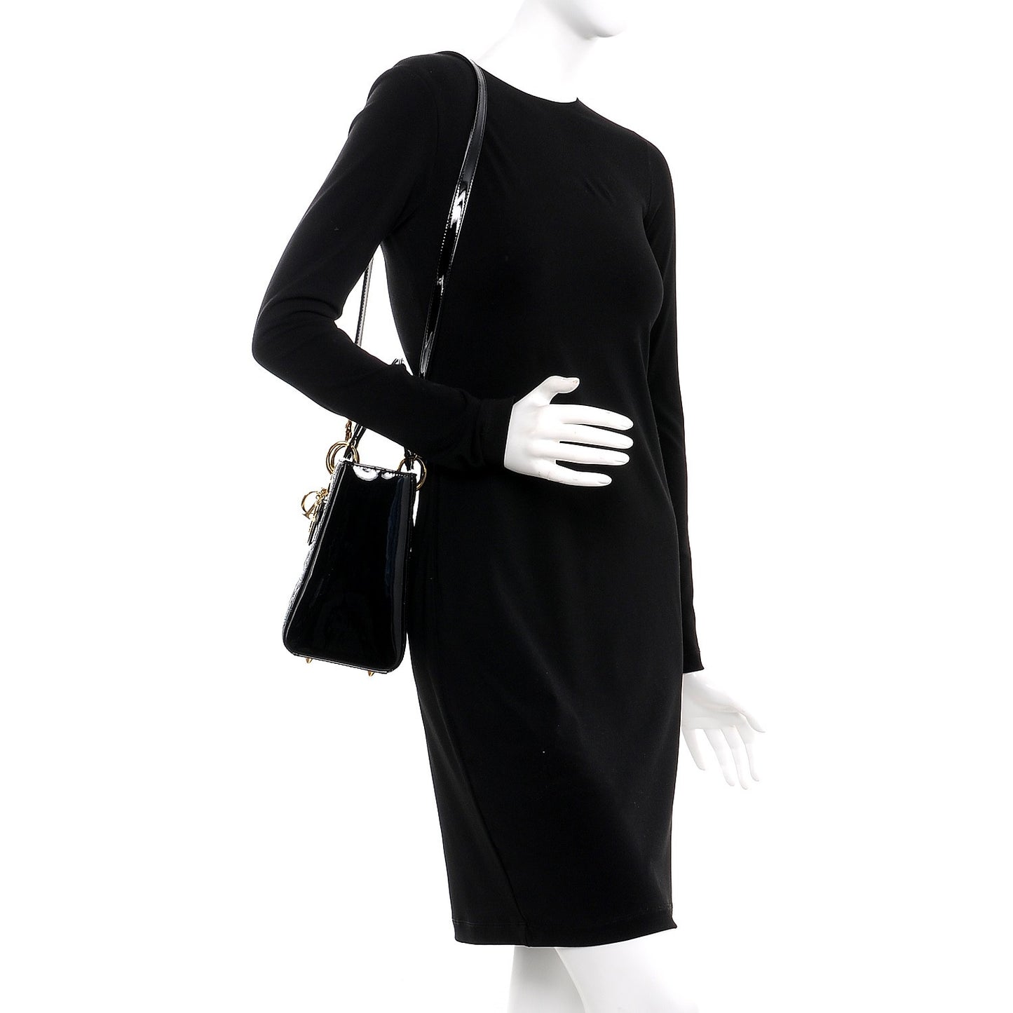 Patent Cannage Medium Lady Dior Black