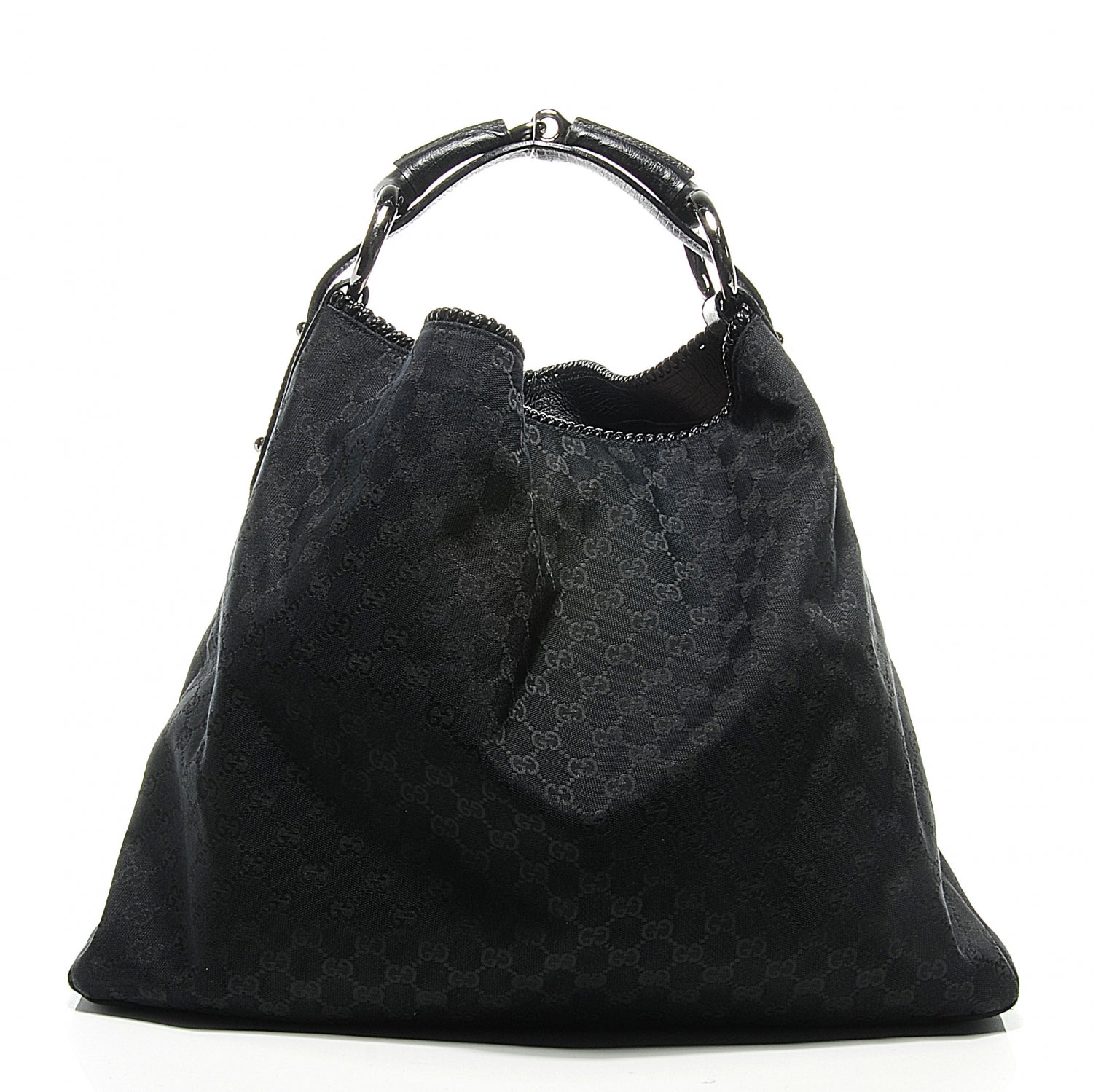 Gucci Monogram Large Horsebit Chain Hobo Black 7 of 8