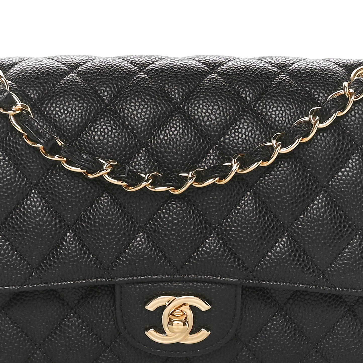Caviar Quilted Medium Double Flap Black