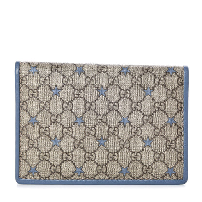 Gucci GG Supreme Monogram Stars ID Card Wallet Light Blue 1 of 8