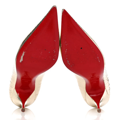 Christian Louboutin Metallo Cocco Clare 80 Pumps 38 Platine 4 of 10