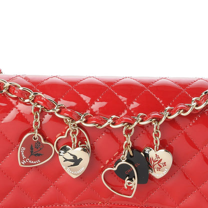 Chanel Patent Calfskin Quilted Valentine Charms Medium Single Flap Red 8 of 8