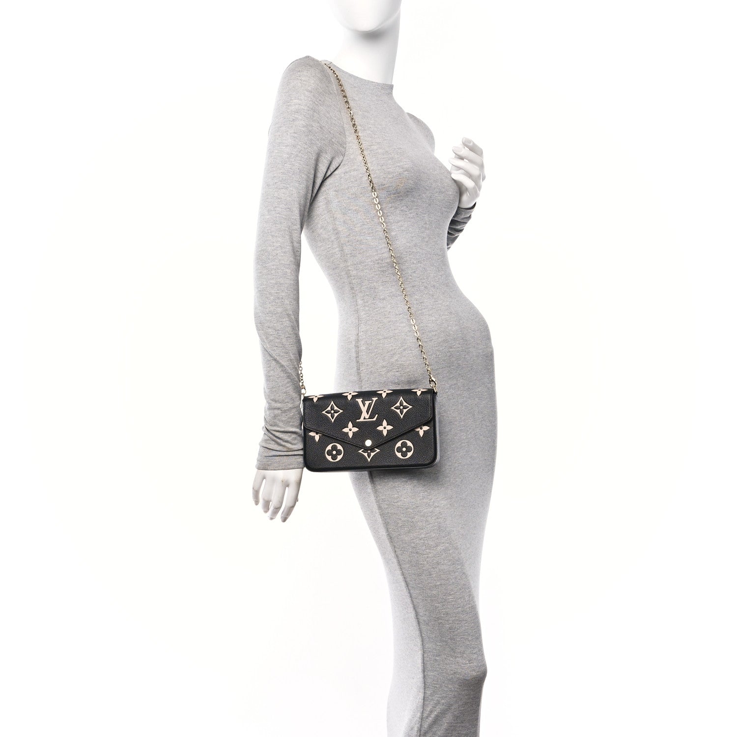 Louis Vuitton Empreinte Monogram Giant Felicie Pochette Black Beige 2 of 13