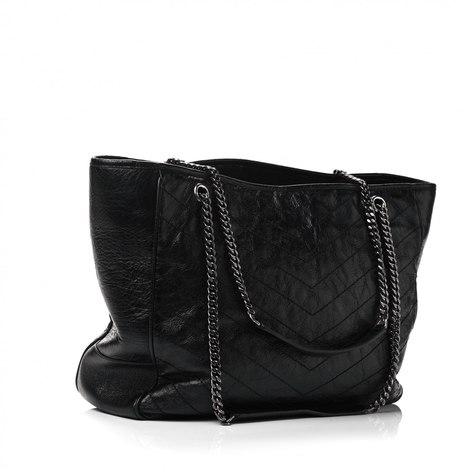 Saint Laurent Crinkled Calfskin Matelasse Monogram Large Niki Shopping Tote Bag Black 2 of 4