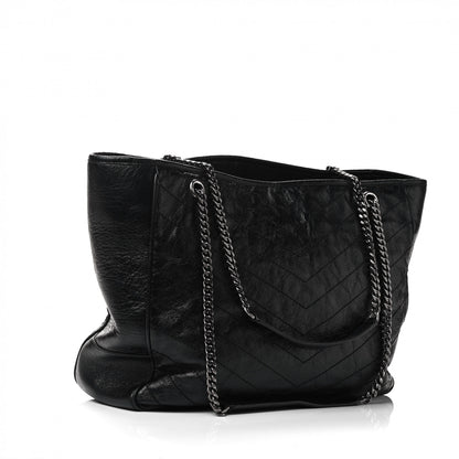 Saint Laurent Crinkled Calfskin Matelasse Monogram Large Niki Shopping Tote Bag Black 2 of 4