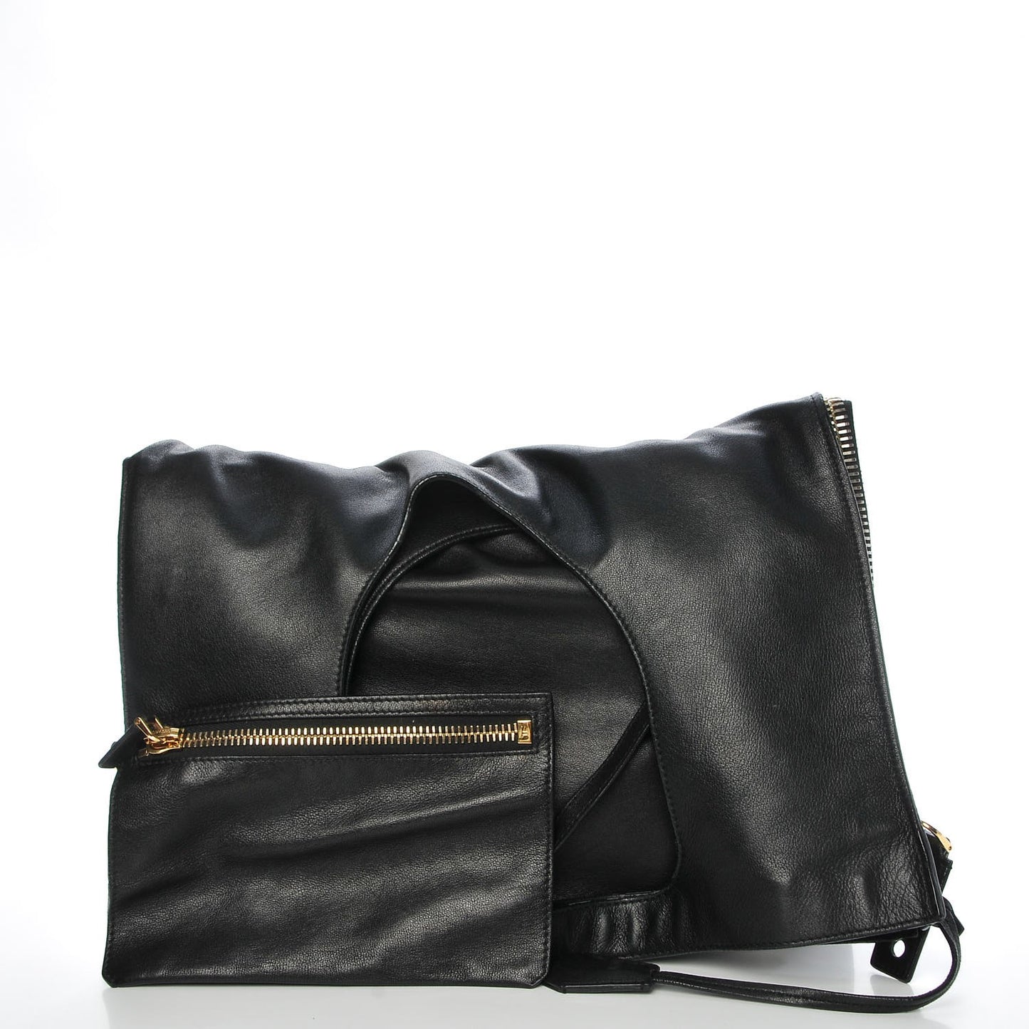 Ramskin Large Alix Padlock Zip Shoulder Bag Black