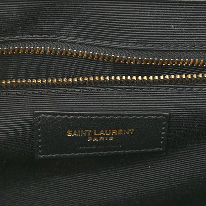 Saint Laurent Grain De Poudre Textured Mixed Matelasse Large Triquilt Monogram Satchel Storm 6 of 10