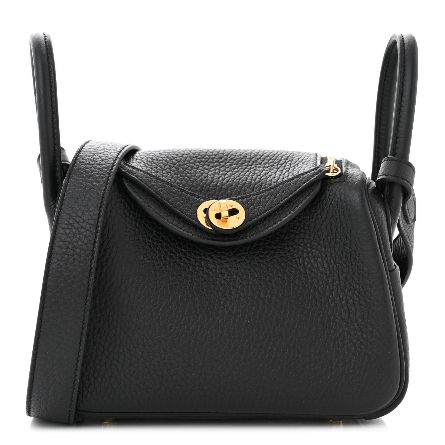 Hermes Taurillon Clemence Mini Lindy 20 Black 1 of 11