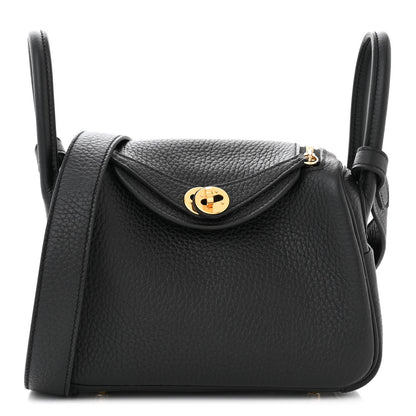 Hermes Taurillon Clemence Mini Lindy 20 Black 1 of 11
