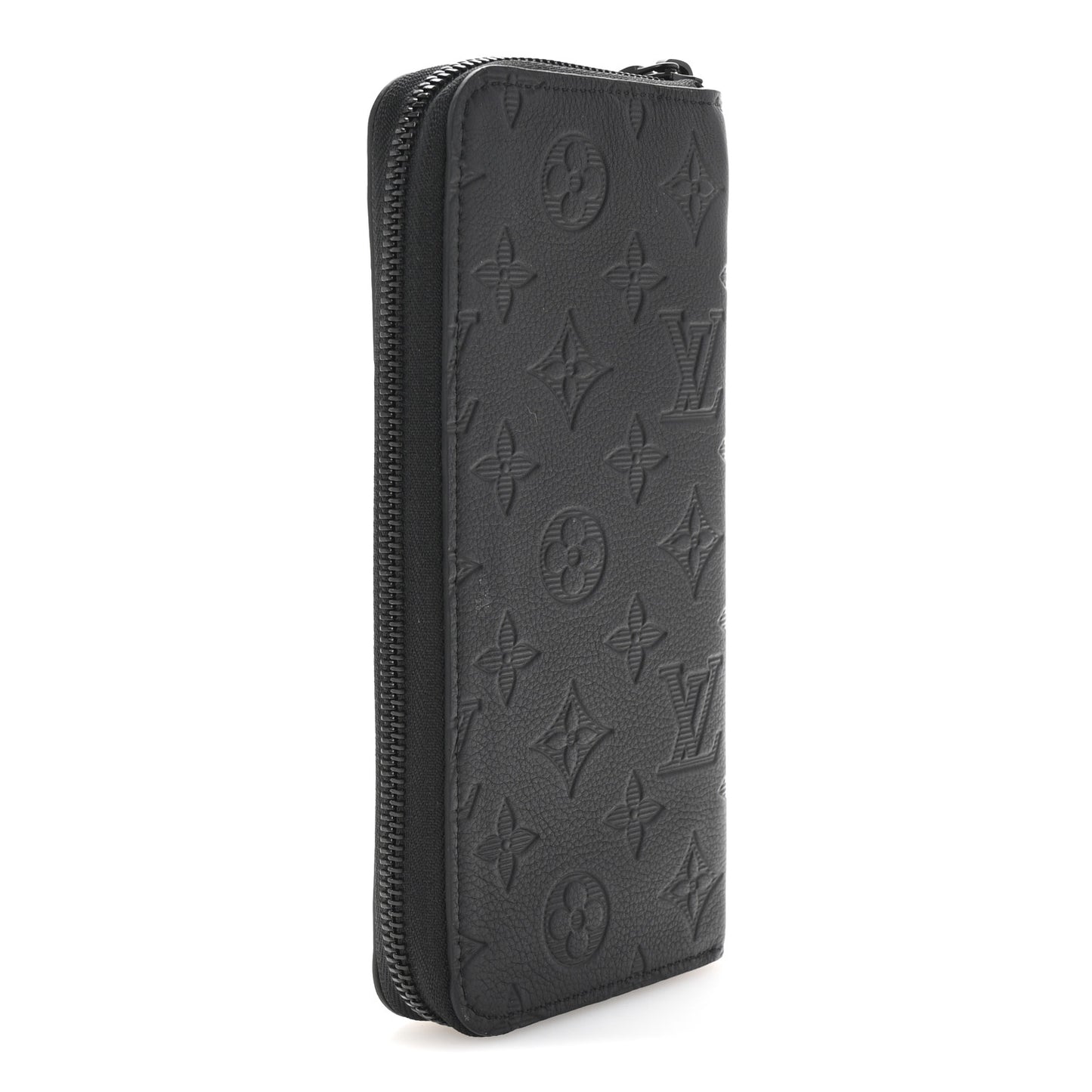 Calfskin Monogram Shadow Vertical Zippy Wallet Black