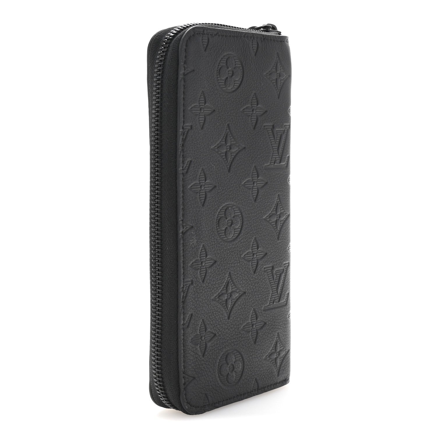 Louis Vuitton Calfskin Monogram Shadow Vertical Zippy Wallet Black 3 of 7