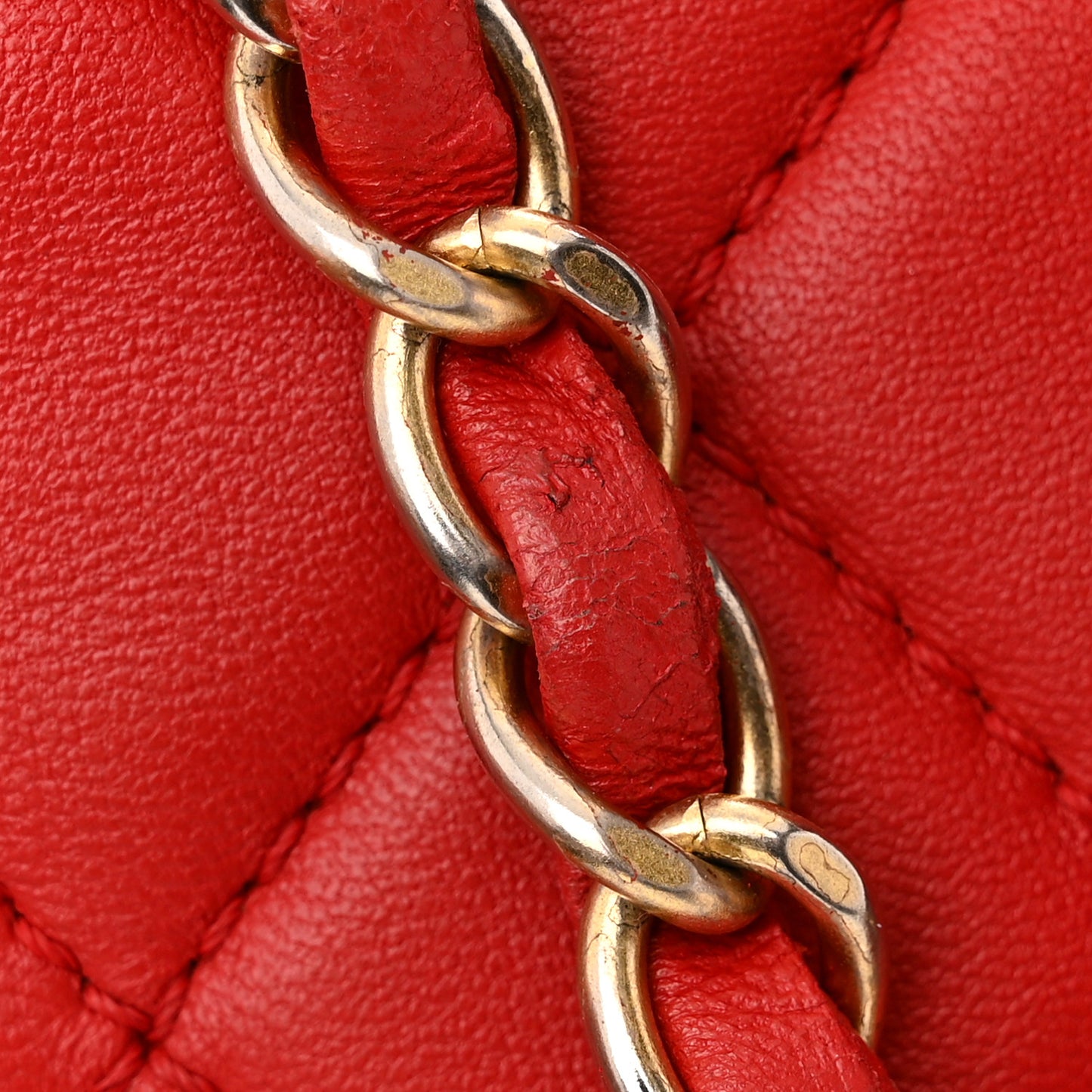 Lambskin Quilted Large Now and Forever Flap Red