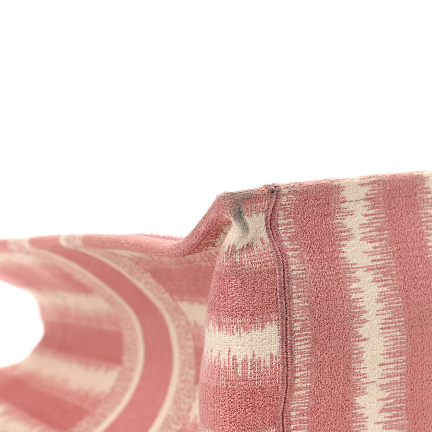 Christian Dior Canvas Embroidered Large Striped Book Tote Pink 9 of 13