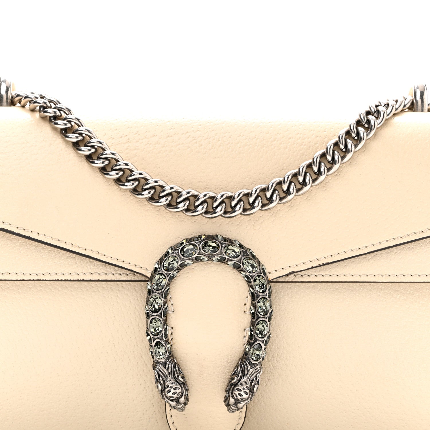 Gucci Textured Calfskin Crystal Small Dionysus Shoulder Bag Mystic White 8 of 10